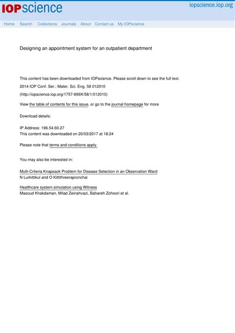 Outpatient Department Appointment System .